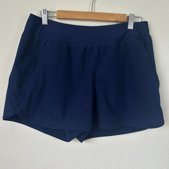 Lands End Shorts Womens 12 Navy Blue Active Quick Dry Pull On - Picture 1 of 7